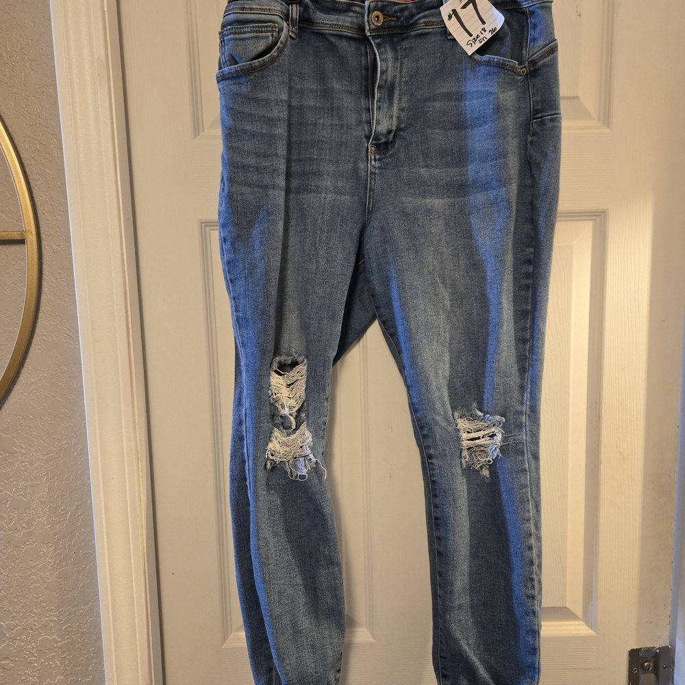 Wax Jean Light Blue Distressed Skinny Jeans